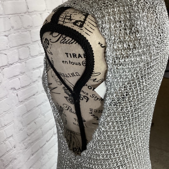244. TOPSHOP Silver Cover-Up / Dress NWT Size 14 - Picture 4 of 9